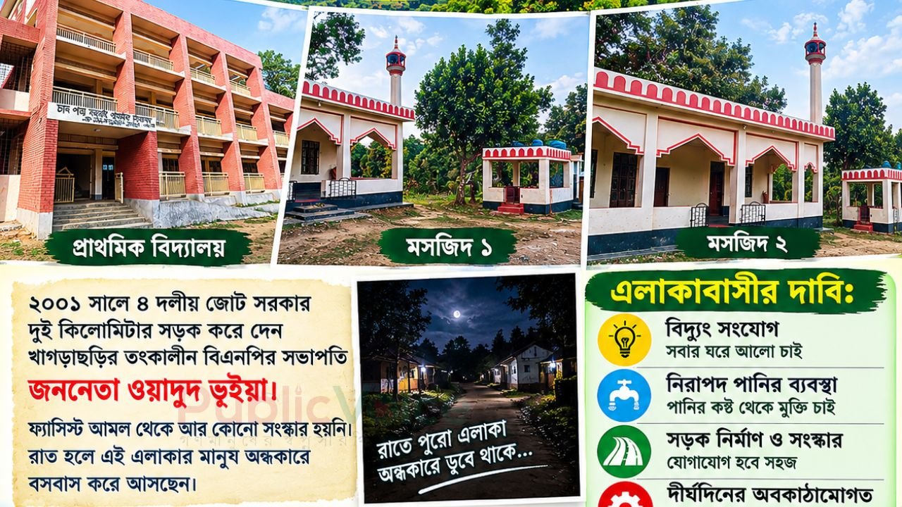 খাগড়াছড়ি,রামগড় ইউনিয়নে আঁশি সাল ধরে বিদ্যুৎ-পানি-সড়কহীন দুইশত পরিবার জীবনযাপন করছেন
