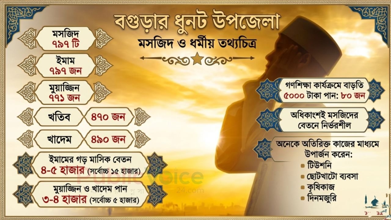 ধুনটে ৭৯৭ মসজিদের ইমাম-মুয়াজ্জিনদের নেই নির্ধারিত বেতন কাঠামো