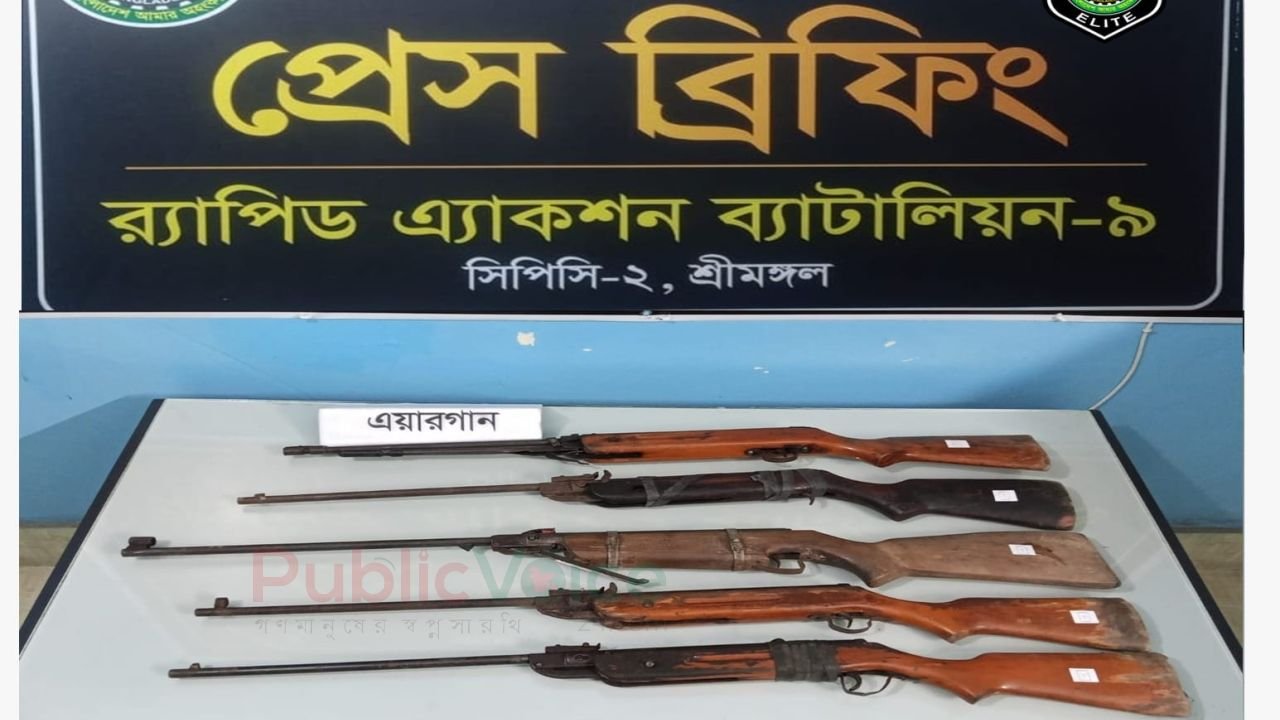 বাঁশঝাড়ের বাগান থেকে ৫টি এয়ারগান উদ্ধার