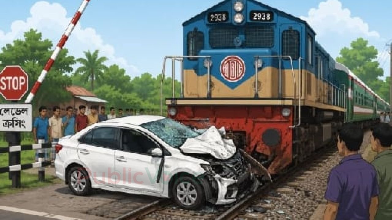 ট্রেনের ধাক্কায় প্রাইভেটকার দুমড়ে-মুচড়ে, তরুণ ব্যবসায়ী নিহত